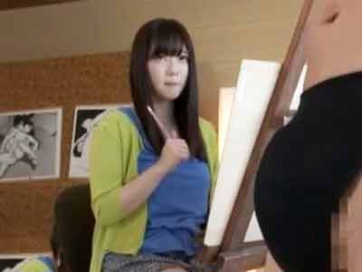 デッサン教室の男性モデルに発情した美人若妻→ホテル直行で不倫ファック巨乳人妻痴女顔射のAV無料動画