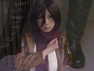 進撃の巨人ミカサのアニメコスプレでSM拘束プレイｗお姉さんコスプレフェラ手コキ辻本りょうのエッチ動画