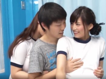 激カワ女優2人にブルマで一生の思い出になる3P筆おろししてもらうｗｗ巨乳お姉さん痴女童貞3Pの無料アダルト動画